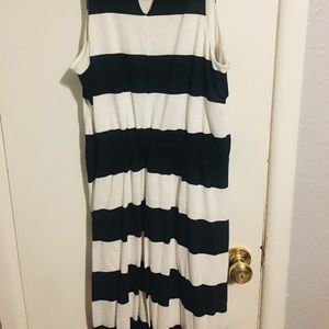 Black & White Striped Sleeveless Dress